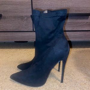 Black Suede Heeled Boots